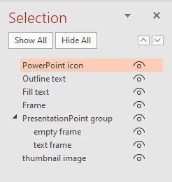 the PowerPoint selection pane
