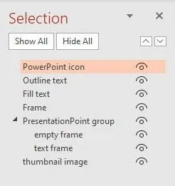 the PowerPoint selection pane