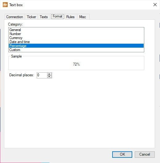 format a linked number as percentage in PowerPoint