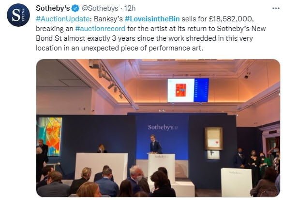 Sotheby's auctions Banksy's Love is in the bin