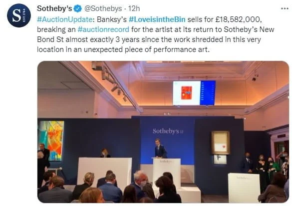 Sotheby's auctions Banksy's Love is in the bin