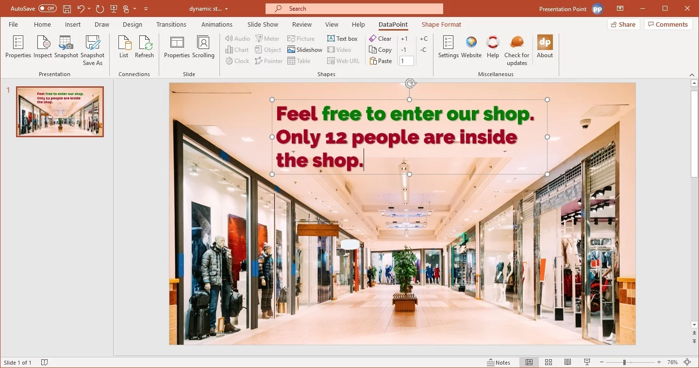 The style codes are applied on the text box