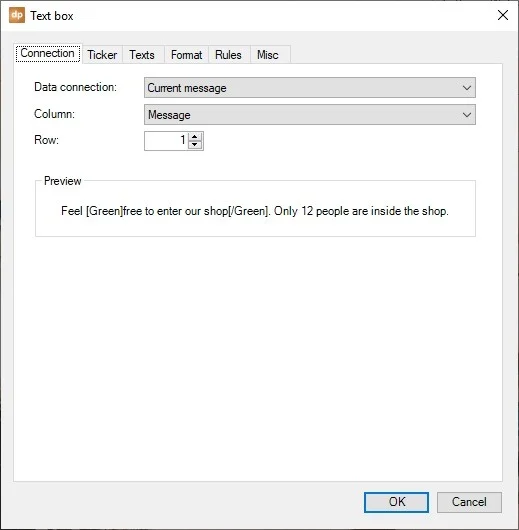 link text box to column