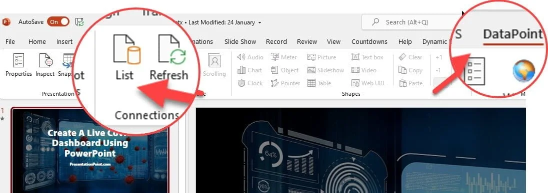 live coronavirus dashboard - make data connection
