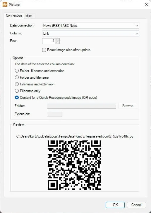 QR codes for PowerPoint - choose to generate QR code image from link URL