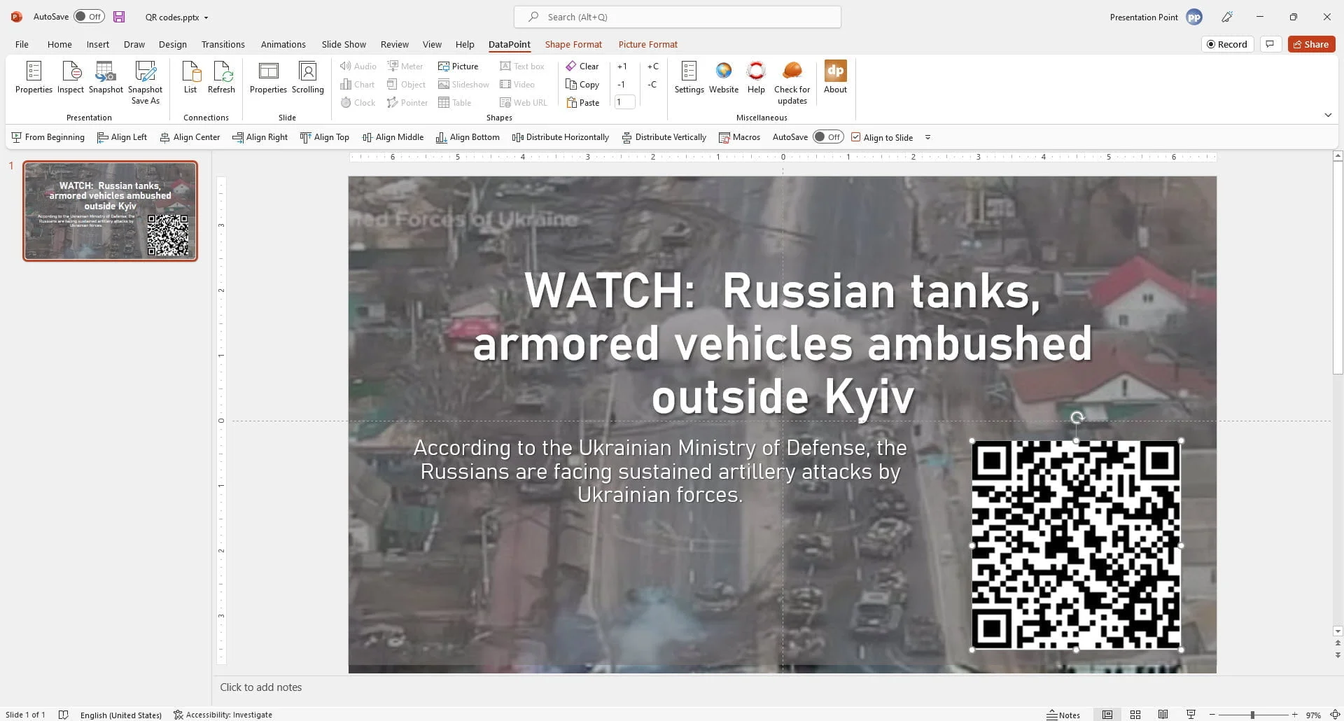 showing real-time and dynamic QR code image on slide and television