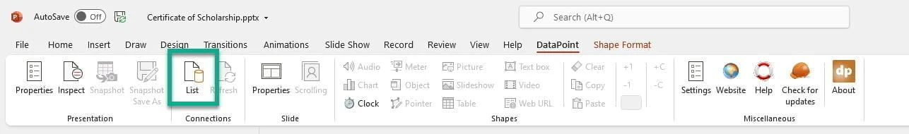 DataPoint plugin for linking data to PowerPoint slides