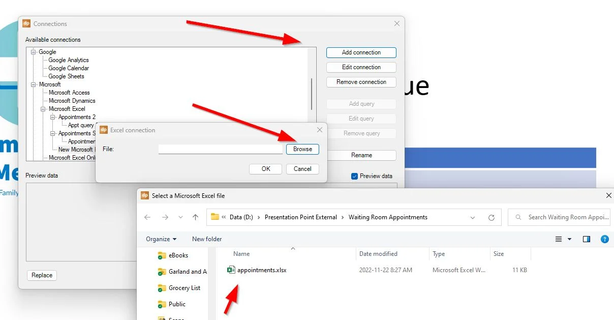 select the Microsoft Excel file