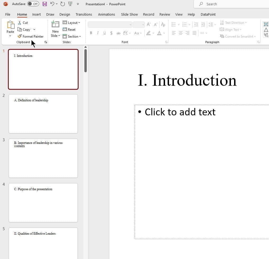 ChatGPT PowerPoint outlining 