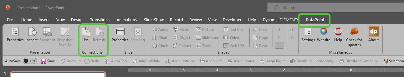Use the List connections button of your DataPoint plugin